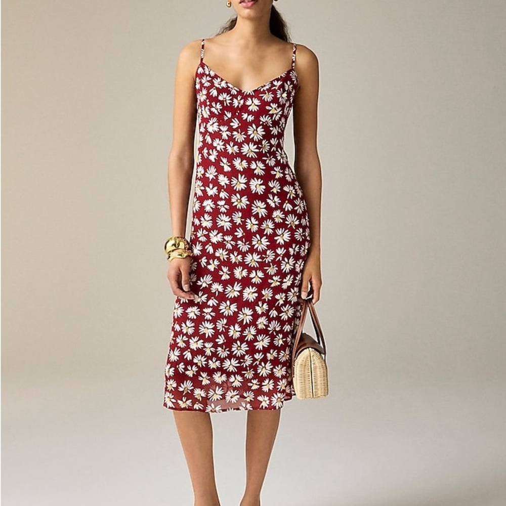 J.crew Collection slip dress in daisy-print chiffon